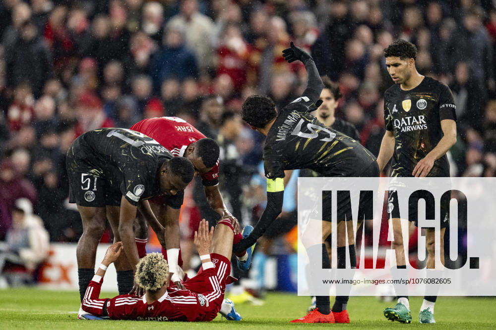 Liverpool v Paris Saint-Germain - UEFA Champions League 2025 26 LIVERPOOL, ENGLAND- APRIL 14: Hugo Ekitike of Liverpool injured during a UEFA Champions League 2025 26 match between Liverpool and Paris Saint-Germain in Liverpool on April 14, 2026 (Photo by Will Palmer Sports Press Photo) LiverpoolUnited Kingdom