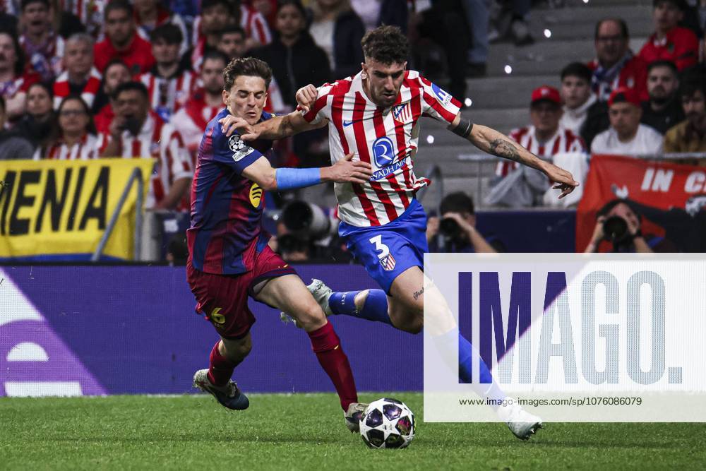 UEFA Champions League quarterfinal second leg soccer match Atletico Madrid vs FC Barcelona, Barca at Riyadh Air Metropolitano stadium in Madrid, Spain. 14 April 2026 Ruggeri and Gabi 900 Cordon Press 900 CordonxPress LOF - Champions League Atletico Madrid vs FC Barcelona
