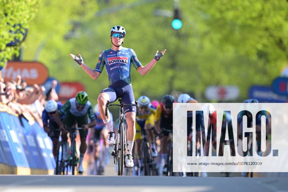 Belgian Tim Merlier of Soudal Quick-Step celebrates after winning the Ronde Van Limburg one day cycling race, from Hasselt to Tongeren-Borgloon (178,4 km) on Wednesday 15 April 2026. DAVIDxPINTENS x170895476x