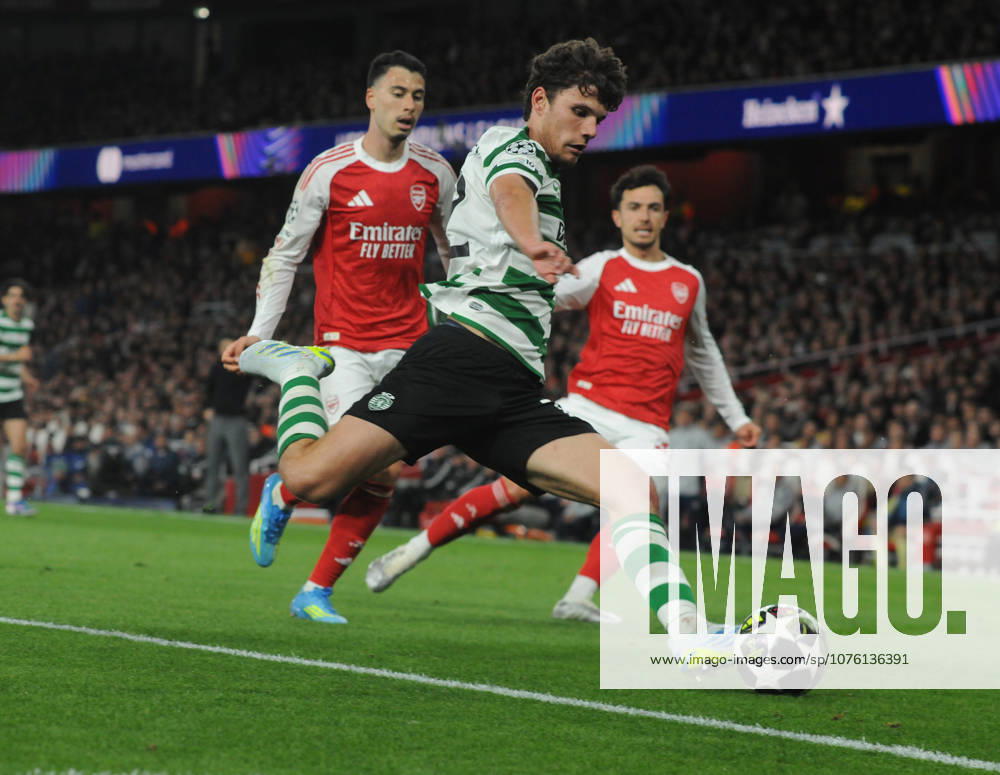 Football - 2025 2026 UEFA Champions League - Quarter-Final, Second Leg: Arsenal (1) vs. Sporting Lisbon (0) - Emirates Stadium - Wednesday 15th April 2026 Eduardo Quaresma of Sporting Lisbon
