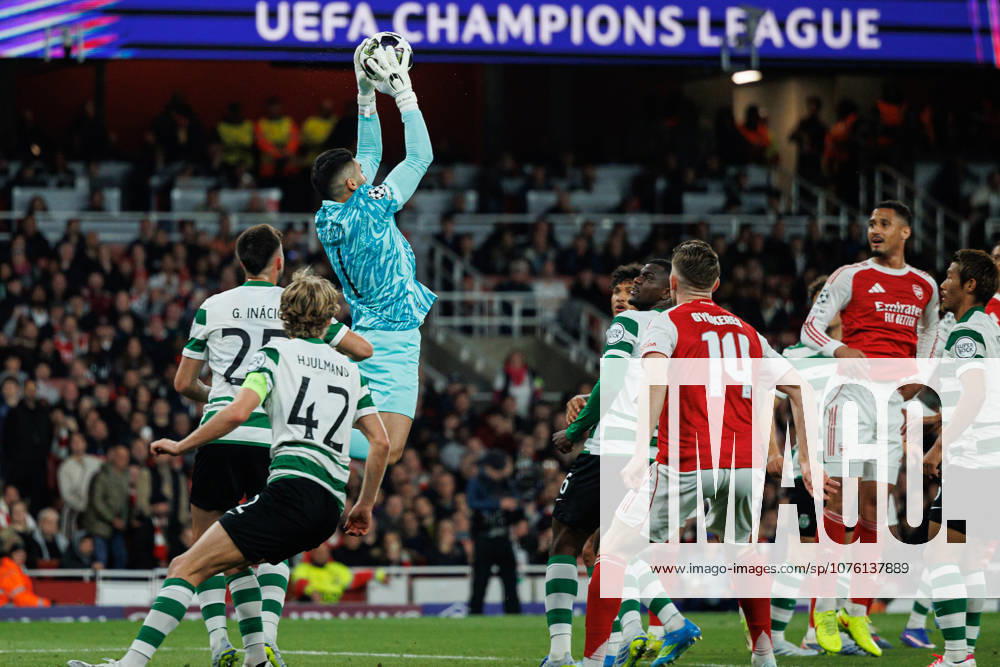 Rui SIlva seen during UEFA Champions League quarterfinal game between teams of Arsenal FC and Sporting CP at Emirates Stadium (Maciej Rogowski Ball Raw Images) London Emirates Stadium United Kingdom
