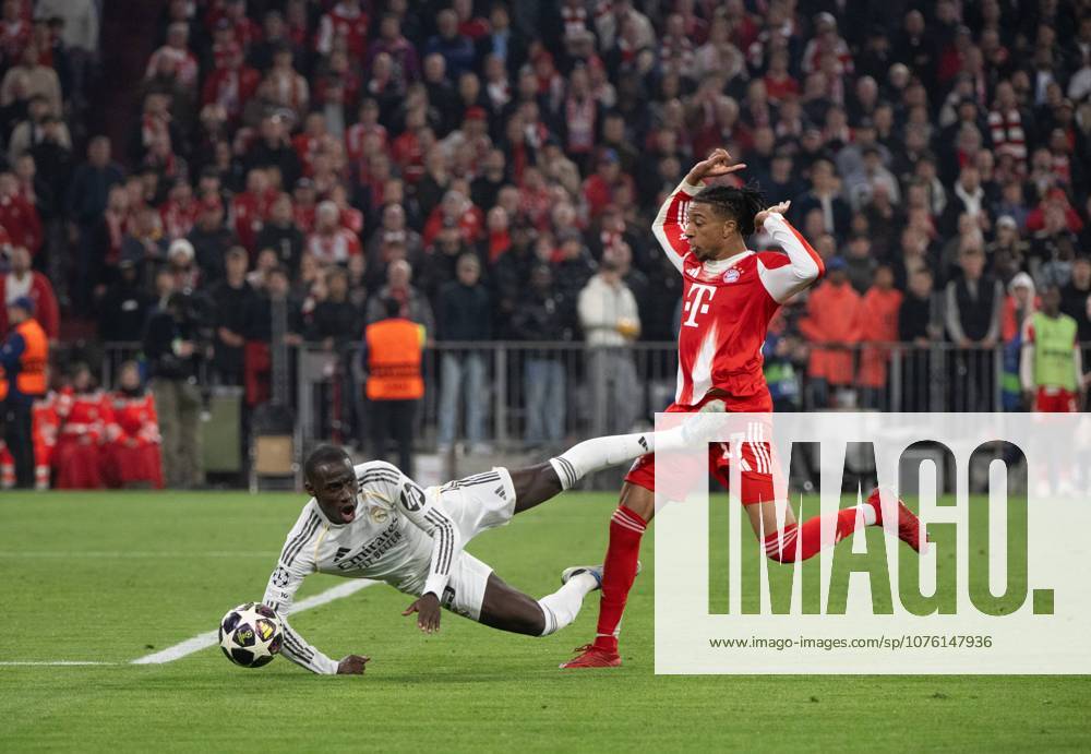 Soccer, Men, 2025 2026 season, Champions League quarter-final, second leg , FC Bayern Munich Real Madrid 4 3 , v l Ferland Mendy Real Madrid , Michael Olise Bayern Munich , 15 04 2026,