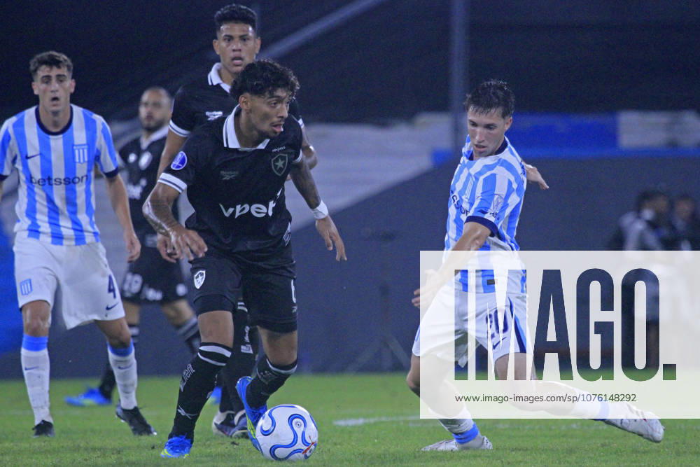 15th April 2026; Presidente Peron Stadium, Buenos Aires, Argentina; Copa Sudamericana Football Racing versus Botafogo; Baltasar Rodriguez of Racing battles for possession with Cristian Medina of Botafogo PoolxPelaezxBurga DiaEsportivo