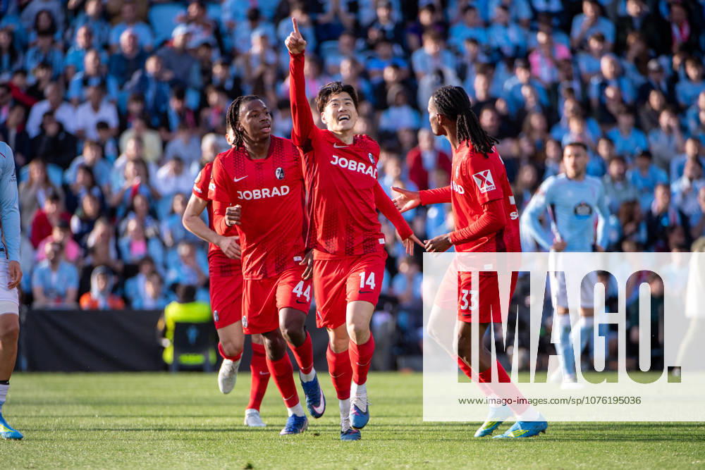 Real Club Celta v SC Freiburg - UEFA Europa League 2025 26 Quarter-Final Second Leg Yuito Suzuki of SC Freiburg celebrates his goal during the UEFA Europa League 2025 26 Quarterfinals second leg between RC Celta and SC Freiburg at Balaidos Stadium in Vigo, Spain, on April 16, 2026. Vigo Galicia Spain