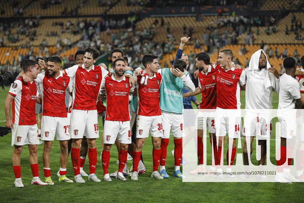 ESP: Real Betis-SC Braga. UEFA Europa League. Quarter-Finals, second Leg. SC Braga players during the UEFA Europa League match, Quarter-Finals, second leg between Real Betis and SC Braga. Olimpico de la Cartuja Stadium on April 17, 2026 in Sevilla, Spain. kpng