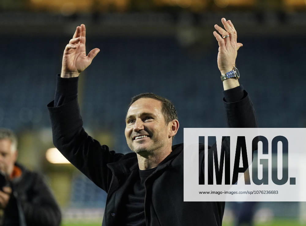 Blackburn, England, 17th April 2026. Frank Lampard manager of Coventry City celebrates Promotion to the Premier League during the Blackburn Rovers vs Coventry City Sky Bet Championship match at Ewood Park, Blackburn. Picture credit should read: Andrew Yates Sportimage . SPI_061_AY_BBurn_Cov SPI-4694-0062