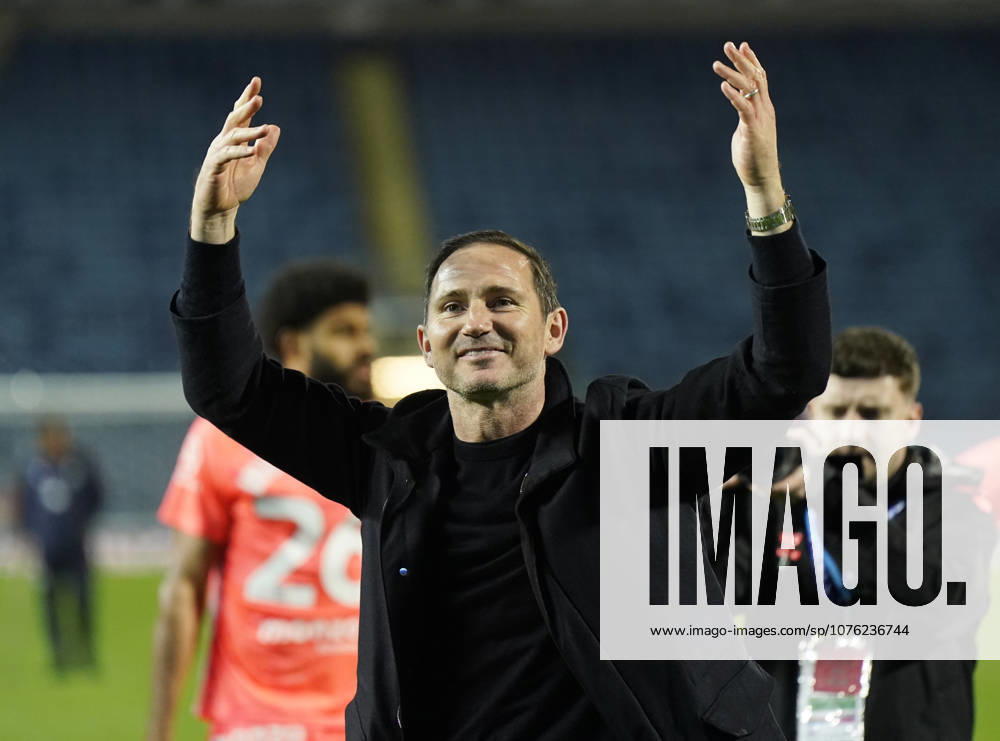 Blackburn, England, 17th April 2026. Frank Lampard manager of Coventry City celebrates Promotion to the Premier League during the Blackburn Rovers vs Coventry City Sky Bet Championship match at Ewood Park, Blackburn. Picture credit should read: Andrew Yates Sportimage . SPI_062_AY_BBurn_Cov SPI-4694-0063