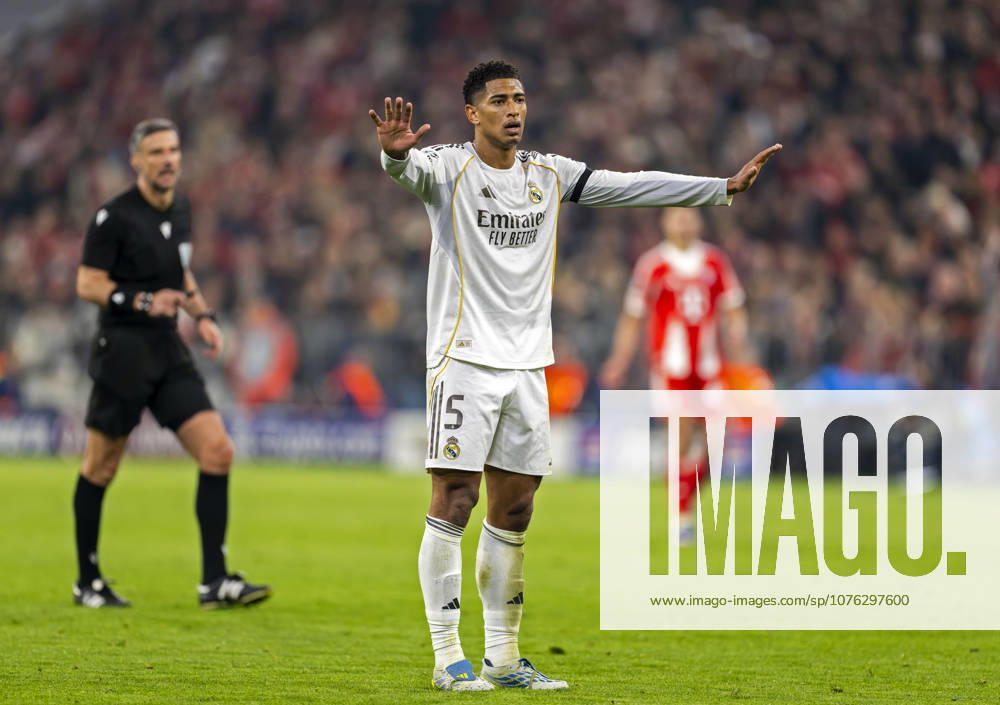 Football UEFA Champions League 2025 2026 quarter-final second leg, FC Bayern Munich Real Madrid, at the Allianz Arena Munich, Jude Bellingham Real Madrid