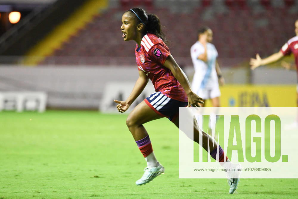Costa Rica national team, Nationalteam vs Guatemala National Team. FIFA Womens World Cup 2027 CONCACAF Qualifiers group C match Costa Rica National Team striker Sheika Scott celebrates after scoring a goal during the match played between the National Teams of Costa Rica and Guatemala. FIFA Womens World Cup 2027 CONCACAF Qualifiers group C, played on 18.04.26 at the National Stadium in La Sabana, San Jose, Costa Rica. Photo Jose Campos PMEimages San Jose San Jose Costa Rica