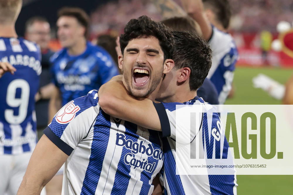 Real Sociedad v Atletico de Madrid - Copa Del Rey Final Goncalo Guedes of Real Sociedad celebrates winning during the Copa del Rey final match between Atletico de Madrid and Real Sociedad at Stadium La Cartuja in Seville, Spain, on April 18, 2026. Seville Spain