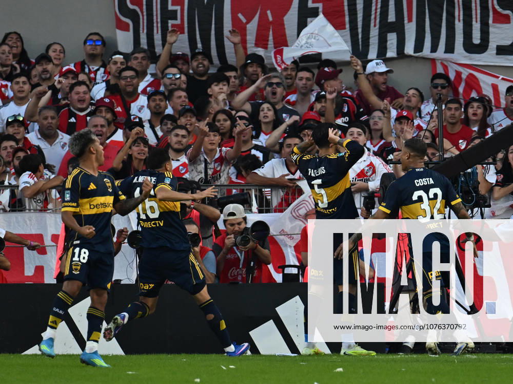 Torneo Apertura Mercado Libre 2026 match between River Plate and Boca Juniors BUENOS AIRES, ARGENTINA - APRIL 19: Leandro Paredes of Boca Juniors celebrate after scoring his team first goal during a Torneo Apertura Mercado Libre 2026 match between River Plate and Boca Juniors at Mas Monumental Antonio Vespucio Liberti Stadium on April 19, 2026 in Buenos Aires, Argentina. Buenos Aires Buenos Aires Buenos Aires Argentina