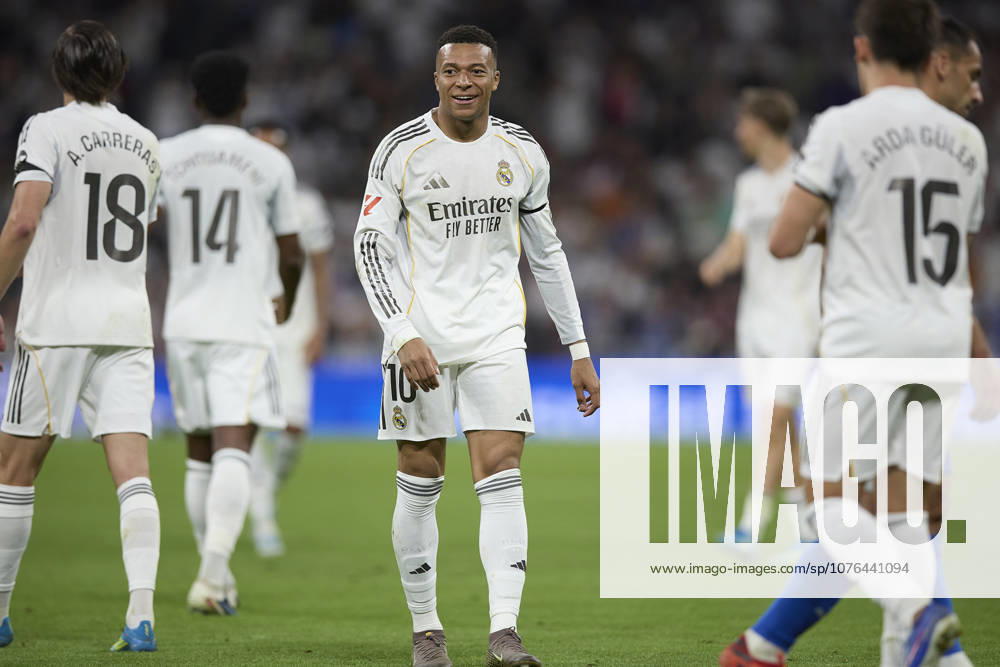 Kylian Mbappe Real Madrid CF celebrates after scoring his team˜s first goal during the LaLiga EA Sports match between Real Madrid v CD Alavà s at Santiago Bernabà u on April 21, 2026 in Madrid, Spain Photo by Manu Reino DeFodi Images