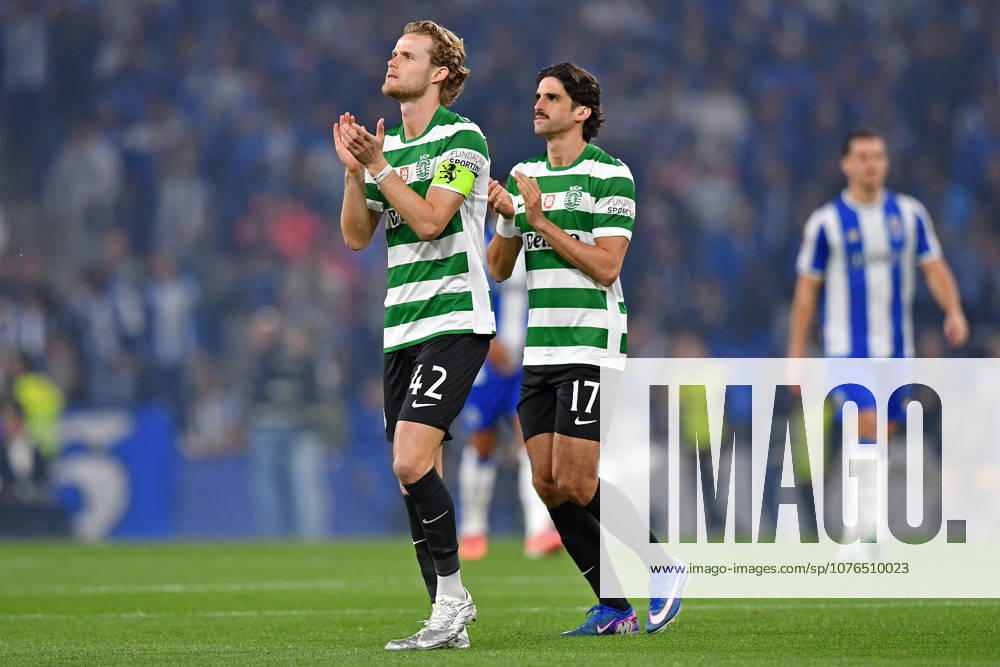 22nd April 2026; Dragao Stadium, Porto, Portugal; Taca de Portugal, FC Porto versus Sporting Lisboa; Morten Hjulmand and Francisco Trincao of Sporting Lisboa DanielxCastro DiaEsportivo