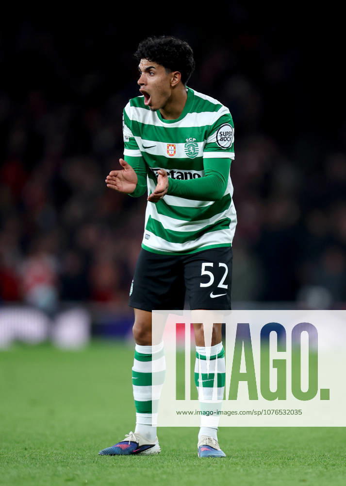 Arsenal FC v Sporting Clube de Portugal - UEFA Champions League 2025 26 Quarter-Final Second Leg Joao Simoes of Sporting Clube de Portugal shouting during the UEFA Champions League 2025 26 Quarter-Final Second Leg match between Arsenal FC and Sporting Clube de Portugal at Arsenal Stadium on April 15, 2026 in London, England. WARNING! This Photograph May Only Be Used For Newspaper And Or Magazine Editorial Purposes. May Not Be Used For Publications Involving 1 player, 1 Club Or 1 Competition Without Written Authorisation From Football DataCo Ltd. For Any Queries, Please Contact Football DataCo Ltd on +44 (0) 207 864 9121 London Arsenal Stadium England United Kingdom