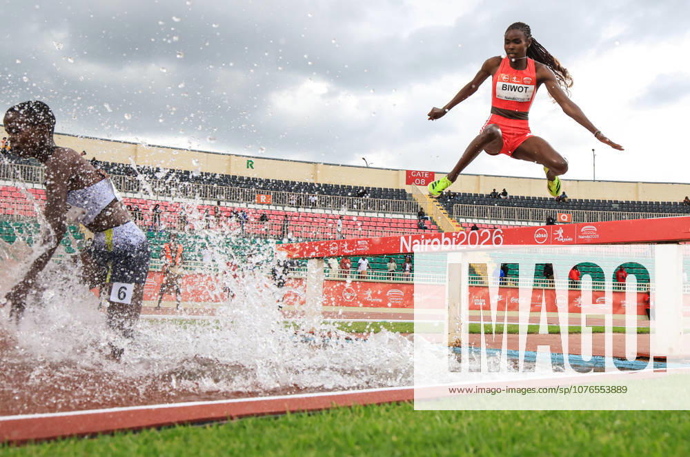 2026 Kip Keino Classic in Kenya NAIROBI, KENYA - APRIL 24: Joyce Biwott (right) competes in the women’s 3000m steeplechase during the seventh leg of the World Athletics Continental Tour Gold meeting, Kip Keino Classic, on April 24, 2026, in Nairobi, Kenya. Lucas Mukasa Anadolu Nairobi Kenya. Editorial use only. Please get in touch for any other usage.