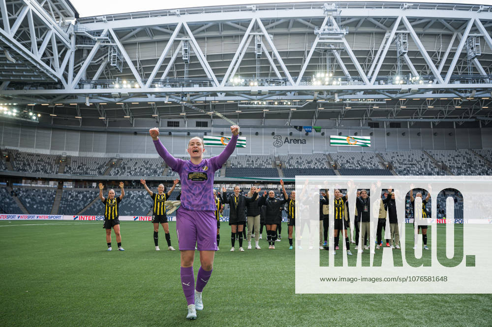 Goalkeeper Fanney Birkisdottir of Häcken celebrates after the UEFA Women s Europa Cup final match leg 1 between Hammarby and Häcken on April 25, 2026 in Stockholm Photo Jonathan Näckstrand BILDBYRAN COP 94 JN0267 fotboll football soccer fotball europa cup hammarby häcken uefa womens europa cup dam bbeng jubel