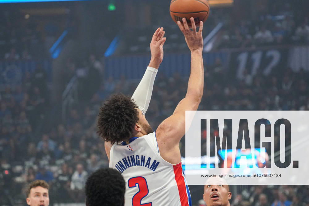 Detroit Pistons at Orlando Magic, Orlando, Florida, USA Orlando, Florida, USA, April 25, 2026, Detroit Pistons guard Cade Cunningham 2 shooting a three at the Kia Center.