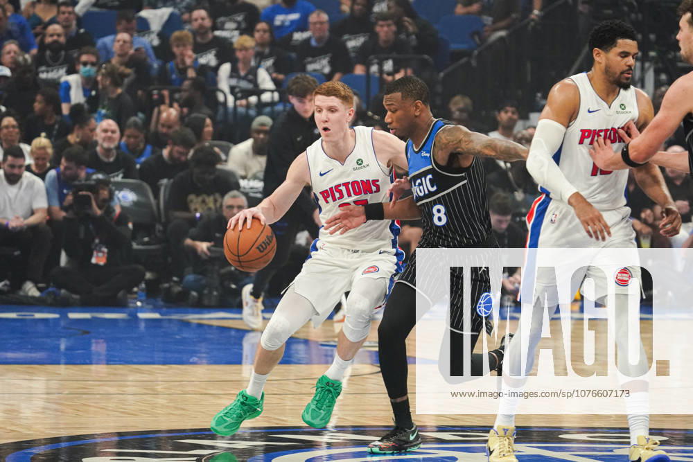Detroit Pistons at Orlando Magic, Orlando, Florida, USA Orlando, Florida, USA, April 25, 2026, Detroit Pistons guard Kevin Huerter 27 rushing upcourt at the Kia Center.