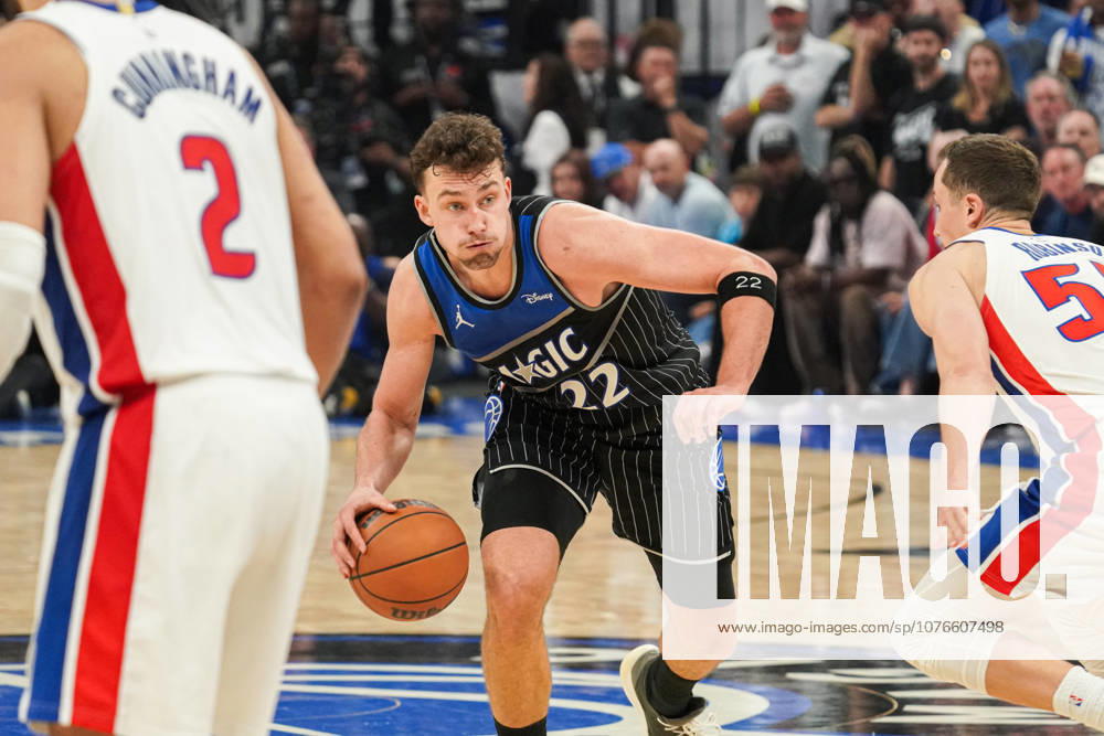 Detroit Pistons at Orlando Magic, Orlando, Florida, USA Orlando, Florida, USA, April 25, 2026, Orlando Magic player Franz Wagner 22 moving upcourt at the Kia Center.