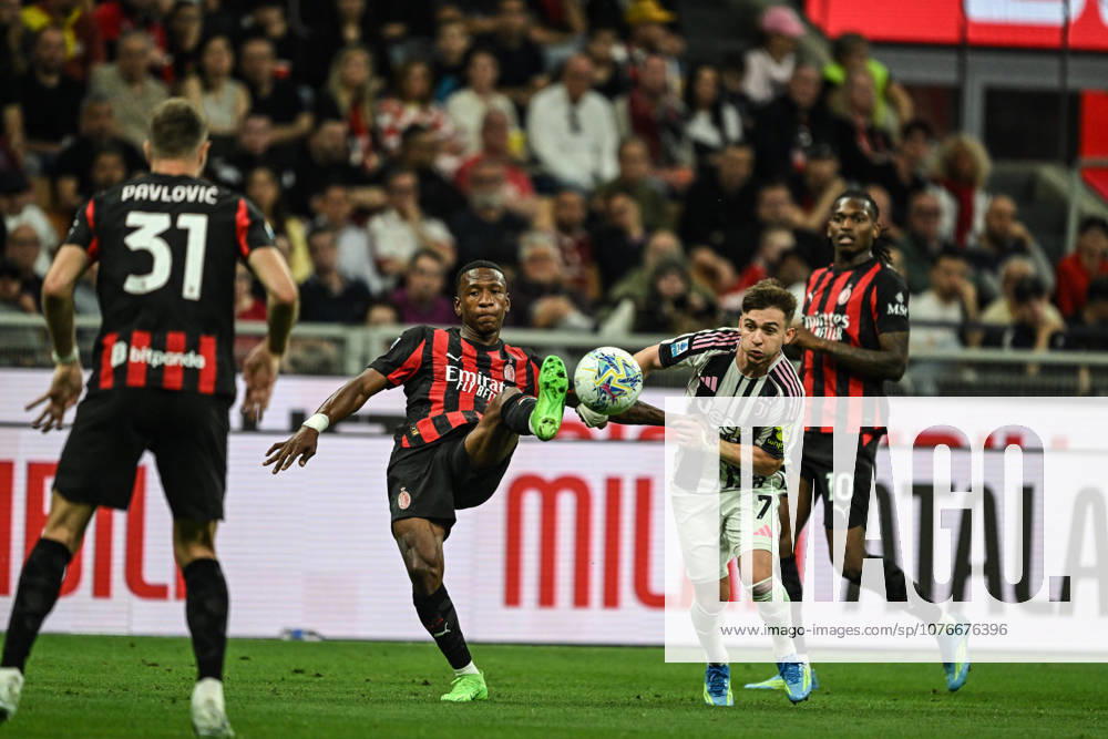 Francisco Conceicao of FC Juventus in action during the Italian Serie A football match between Inter AC Milan and FC Juventus on 26 of April 2026 at Giuseppe Meazza San Siro Siro stadium in Milan, Italy. Credit: Tiziano Ballabio
