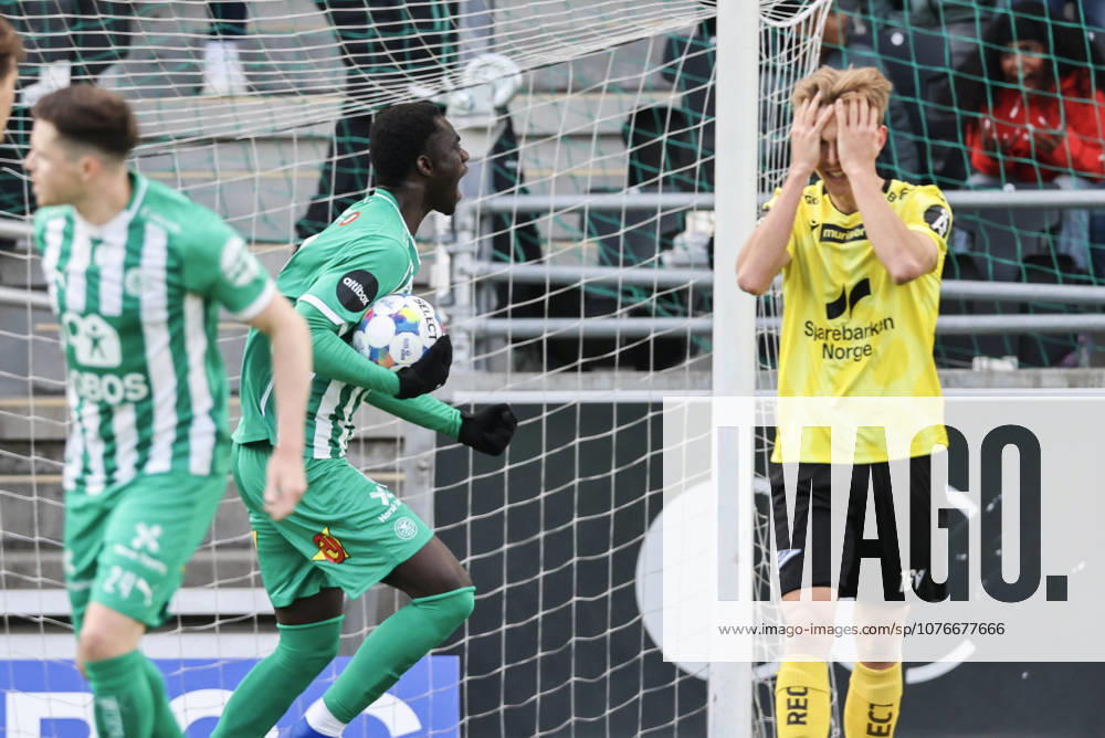 Eliteserien in football 2026 HamKam Start Hamar 20260426 HamKams Mame Niang celebrates the 1 1 goal during the elite series football match between HamKam and IK Start at Briskeby Stadium Photo Geir Olsen NTB undefined Hamar Norway RESTRICTED USE FOR BETTING COMPANIES