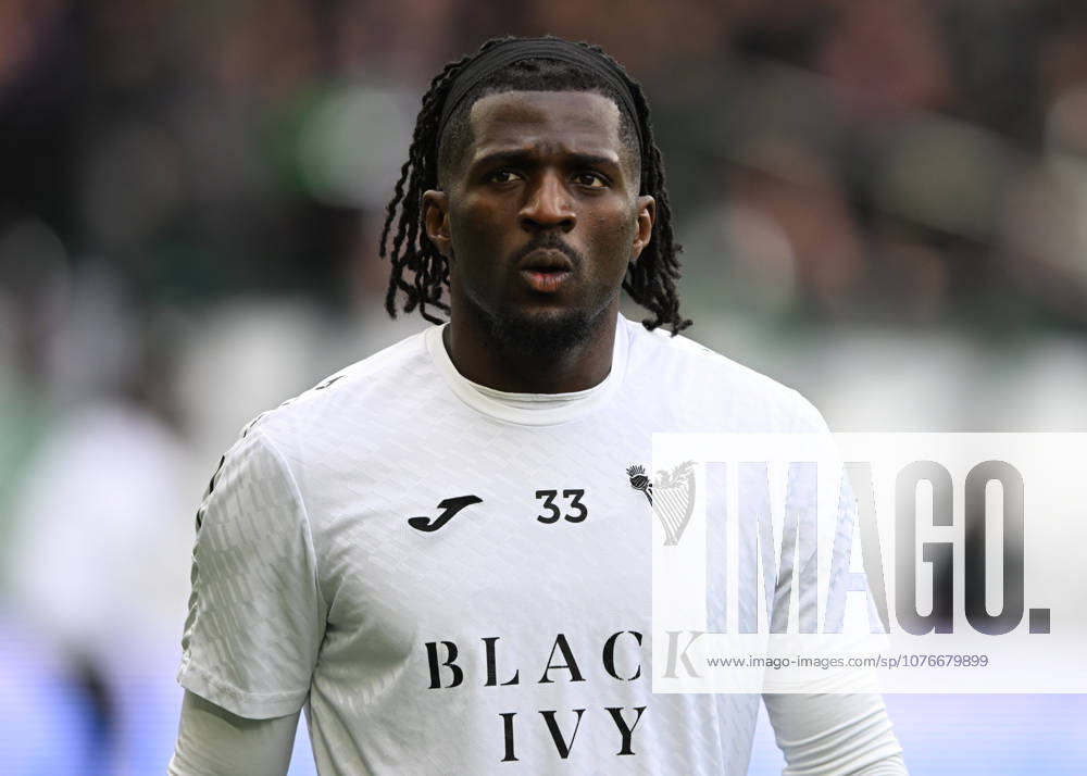 Edinburgh, Scotland, 26th April 2026. Rocky Bushiri of Hibernian during the Hibernian vs Hearts Scottish Premiership match at Easter Road, Edinburgh. Picture credit should read: Neil Hanna Sportimage . SPI_090_NH_Hibs_Hearts SPI-4738-0090