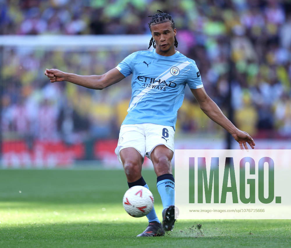 Manchester City v Southampton - Emirates FA Cup Semi Final Nathan Ake of Manchester City on the ball during the Emirates FA Cup Semi Final match between Manchester City and Southampton on April 25, 2026 in London, England. WARNING! This Photograph May Only Be Used For Newspaper And Or Magazine Editorial Purposes. May Not Be Used For Publications Involving 1 player, 1 Club Or 1 Competition Without Written Authorisation From Football DataCo Ltd. For Any Queries, Please Contact Football DataCo Ltd on +44 (0) 207 864 9121 London Wembley Stadium England United Kingdom