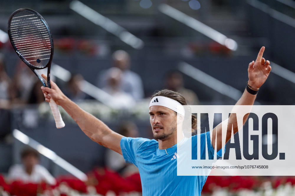 Mutua Madrid Open - Day Nine MADRID, SPAIN - APRIL 28: Alexander Zverev of Germany celebrates the victory against Jakub Mensik of Czechia during the Men s Singles Fourth Round match on Day Nine during the Mutua Madrid Open 2026 tournament celebrated at La Caja Magica on April 28, 2026 in Madrid, Spain. Madrid La Caja Magica Madrid Spain