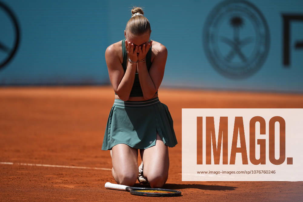 Anastasia Potapova of Austria reacts after winning against Karolina Pliskova of Czech Republic during the Mutua Madrid Open 2026, ATP, Tennis Herren Masters 1000 and WTA, Tennis Damen 1000, at La Caja Magica on April 29, 2026 in Madrid, Spain. Madrid Spain - ZUMAa181 20260429_zaa_a181_056