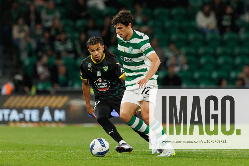 Eduardo Quaresma and Makan Aiko seen during Liga Portugal game between teams of Sporting CP and FC Tondela at Estadio Jose Alvalade (Luis Loureiro Ball Raw Images PT) Lisbon Estadio Jose Alvalade Portugal