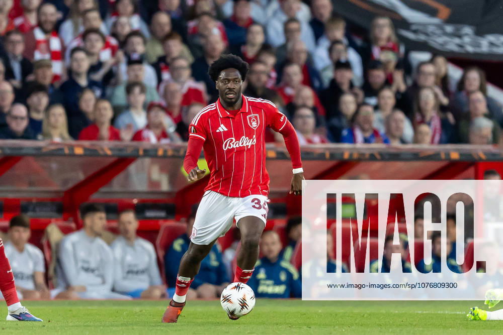 Nottingham Forest v Aston Villa, Europa League, Semi Final First Leg Nottingham Forest defender Ola Aina (34) during the Europa League semi-final 1st leg match between Nottingham Forest and Aston Villa at the City Ground, Nottingham, UK on 30 April 2026. Nottingham City Ground Nottinghamshire UK Editorial use only ,