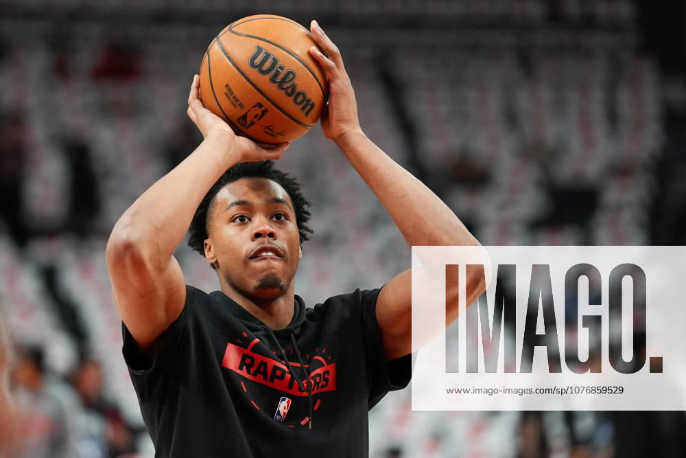 Toronto Raptors v Cleveland Cavaliers - NBA, Basketball Herren, USA Playoffs TORONTO, CANADA - MAY 1 : Scottie Barnes of Toronto Raptors warms up ahead of the Game Six of the Eastern Conference First Round NBA Playoffs between Cleveland Cavaliers and Toronto Raptors at the Scotiabank Arena on May 1, 2026 in Toronto, Ontario, Canada. Mert Alper Dervis Anadolu Ontario Canada. Editorial use only. Please get in touch for any other usage.