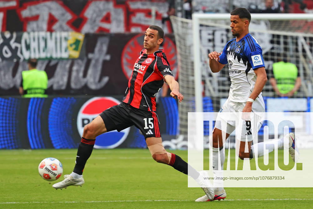 Frankfurt, Germany 02 May 2026 1 BL 2025 2026 Sp 32 Eintracht Frankfurt v Hamburger SV In picture from left in duel Ellyes Skhiri Frankfurt v Robert Glatzel HSV DFL regulations prohibit any use of photographs as image sequences and or quasi video Deutsche Bank Park Hessen