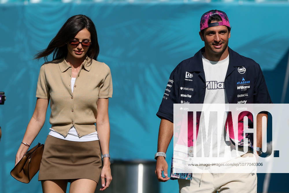 2nd May 2026; Miami International Autodrome, Miami, Florida, United States of America; 2026 FIA Formula 1 Miami Grand Prix; Sprint Race; Carlos Sainz (55) of Spain and Atlassian Williams F1 Team enters team village with Rebecca Donaldson DavidxBuono