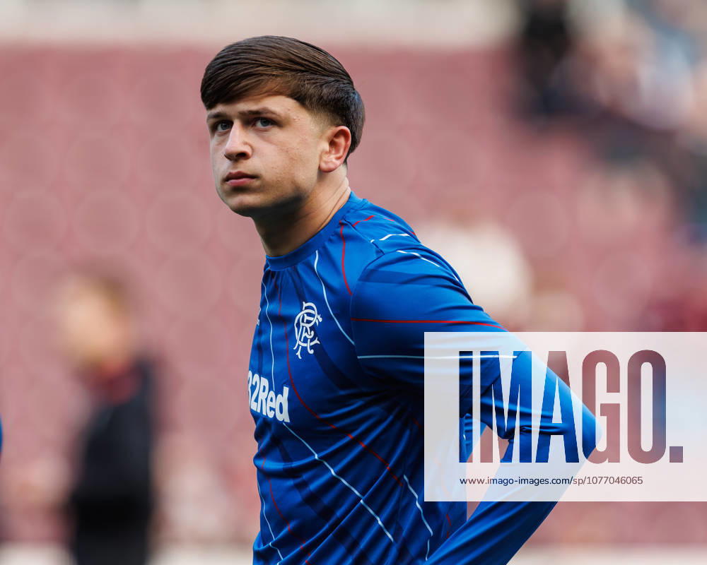 4th May 2026; Tynecastle Park, Edinburgh, Scotland: Scottish Premiership Football, Heart of Midlothian versus Rangers; Mikey Moore of Rangers warms up ahead of kick off WMxSportxMedia