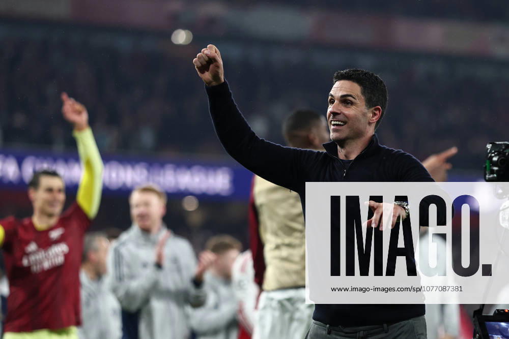 London, England, 5th May 2026. Mikel Arteta manager of Arsenal celebrates after the Arsenal vs Atletico Madrid UEFA Champions League match at the Emirates Stadium, London. Picture credit should read: David Klein Sportimage . SPI_143_DK_Arsenal_Athletico_Madrid SPI-4781-0143