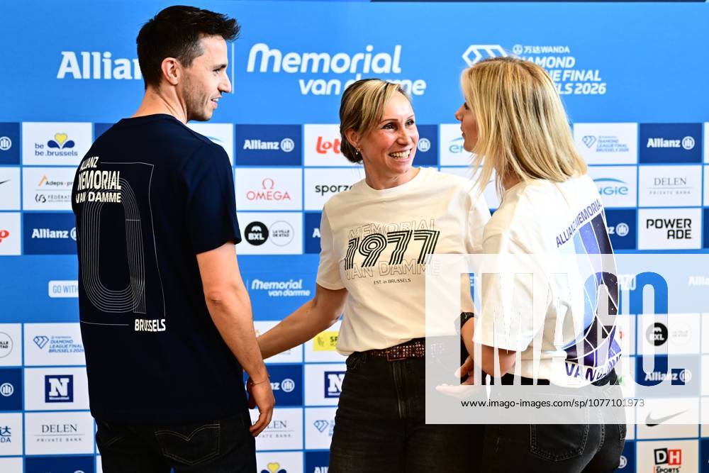 Allianz Memorial Van Damme - media activities BRUSSEL, BELGIUM - MAY 06 : Meeting Director Gevaert Kim pictured with fan merchandise during a press conference, PK, Pressekonferenz of the 50th Allianz Memorial Van Damme Diamond League Finals on May 6, 2026 in Brussel, Belgium, 06 05 2026 Brussel Belgium