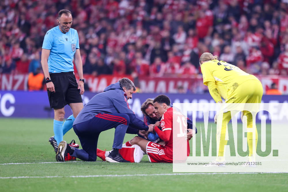 Jamal Musiala FC Bayern Muenchen, 10 is treated, GER, FC Bayern Muenchen vs Paris St Germain, Football, UEFA Champions League, semi-final, second leg, 2025 2026 season, 06 05 2026, GER, FC Bayern Muenchen vs Paris St Germain, Football, UEFA Champions League, semi-final, second leg, 2025 2026 season, 06 05 2026 Muenchen