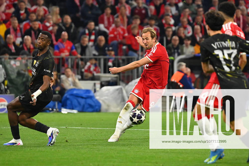 Harry KANE Bayern Muenchen on the ball,Football Champions League action,2025 26 season, semi-final FC Bayern Muenchen Paris Saint Germain PSG on 06 05 2026 A L L I A N Z A R E N A