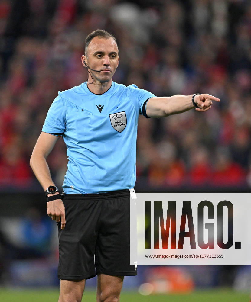 Football UEFA Championsleague 2025 2026 semi-final second leg, FC Bayern Munich Paris St Germain, at Allianz Arena Munich, referee Joao Pinheiro Portugal DFL and DFB regulations prohibit any use of photographs as image sequences and or quasi video