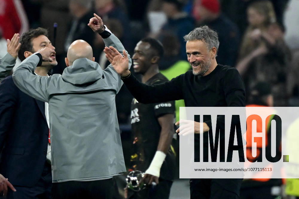 Football UEFA Champions League 1 2 Final, FC Bayern Muenchen Paris St Germain v l jubilation, joy about reaching the final Coach Luis Enrique Paris St Germain Muenchen