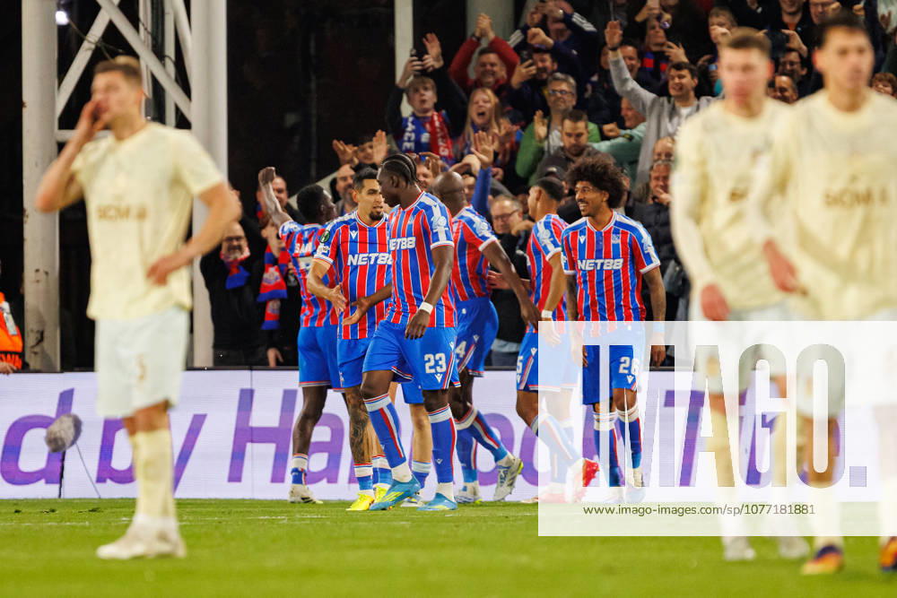 Players of Crystal Palace seen celebrating after goal during UEFA Conference League 25 26 Semi Final 2nd leg match between teams of Crystal Palace and Shakhtar Donetsk (Ernest Kolodziej Ball Raw Images) London Selhurst Park England