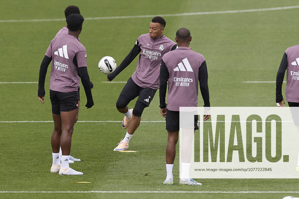 Kylian Mbappe of Real Madrid CF is seen in action during a training session at Ciudad Real Madrid, on the eve of the LaLiga EA Sports 2025 2026 week 35 football match between FC Barcelona, Barca and Real Madrid CF. Madrid Spain - ZUMAs197 20260509_aaa_s197_006