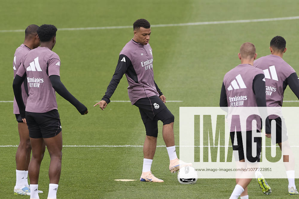 Kylian Mbappe of Real Madrid CF is seen in action during a training session at Ciudad Real Madrid, on the eve of the LaLiga EA Sports 2025 2026 week 35 football match between FC Barcelona, Barca and Real Madrid CF. Madrid Spain - ZUMAs197 20260509_aaa_s197_008