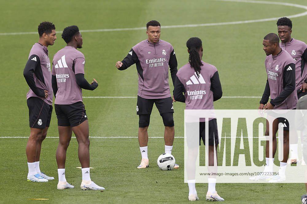 Kylian Mbappe of Real Madrid CF is seen in action during a training session at Ciudad Real Madrid, on the eve of the LaLiga EA Sports 2025 2026 week 35 football match between FC Barcelona, Barca and Real Madrid CF. Madrid Spain - ZUMAs197 20260509_aaa_s197_031