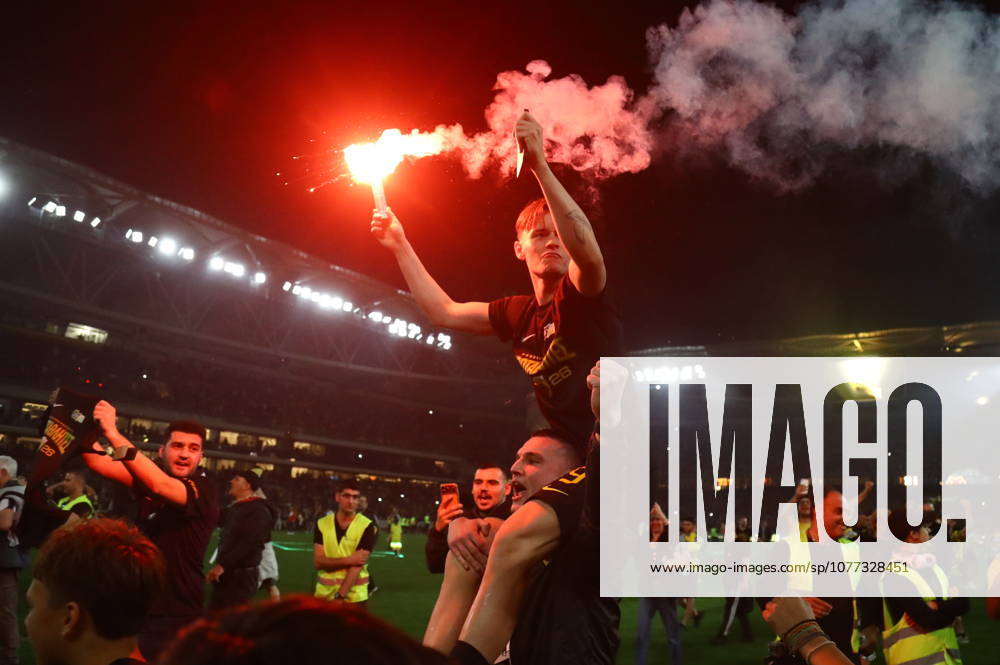 SuperLeague Greece Playoffs AEK FC vs Panathinaikos - Players of AEK FC celebrate the winning of the Championship right after the SuperLeague Play-Offs soccer match between AEK FC vs Panathinaikos that they won by 1-0 in Athens, Greece, 10 May 2026. IMAGO ONE INCH PRODUCTIONS PIRAEUS Greece