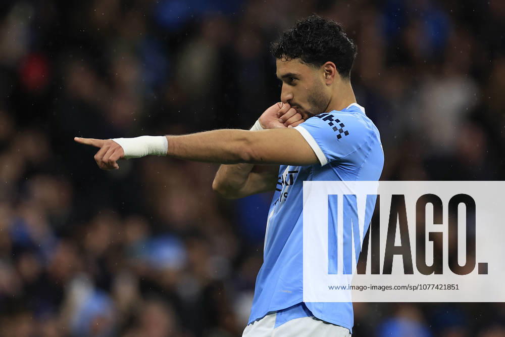 Manchester City v Crystal Palace, Premier League GOAL.Omar Marmoush (7) of Manchester City celebrates scoring to make it 2-0 during the Premier League match between Manchester City and Crystal Palace at the Etihad Stadium, Manchester, UK on 13 May 2026. Manchester Etihad Stadium Manchester UK Editorial use only DataCo restrictions apply See www.football-dataco.com ,