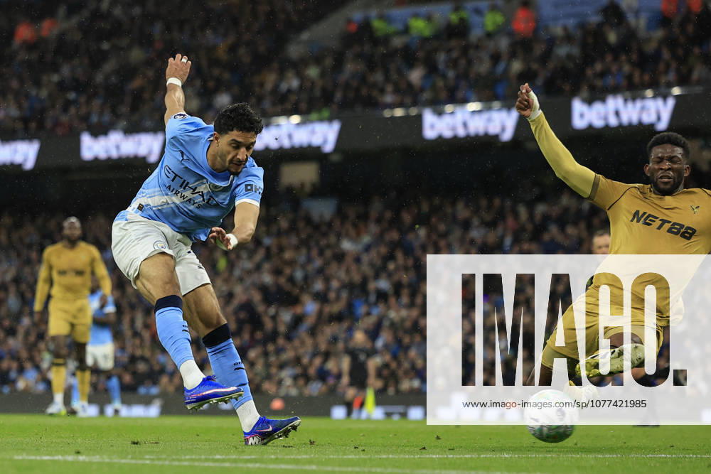 Manchester City v Crystal Palace, Premier League GOAL.Omar Marmoush (7) of Manchester City scores to make it 2-0 during the Premier League match between Manchester City and Crystal Palace at the Etihad Stadium, Manchester, UK on 13 May 2026. Manchester Etihad Stadium Manchester UK Editorial use only DataCo restrictions apply See www.football-dataco.com ,