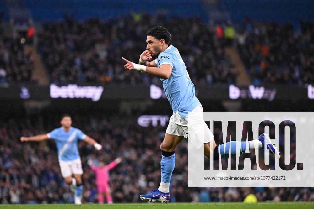 Manchester City v Crystal Palace, Premier League Omar Marmoush of Manchester City celebrates scoring his team s second goal during the Manchester City v Crystal Palace Premier League match at the Etihad Stadium, Manchester, England on 13 May 2026 Credit: Ben Roberts Every Second Media Editorial use only. All images are copyright Every Second Media Limited. No images may be reproduced without prior permission. All rights reserved. Premier League and Football League images are subject to licensing agreements with Football DataCo Limited. see https: www.football-dataco.com