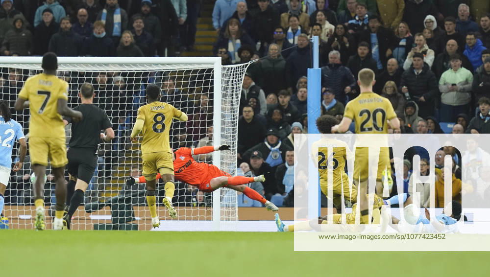 Manchester, England, 13th May 2026. Savinho of Manchester City (r) scoring their third goal during the Manchester City vs Crystal Palace Premier League match at the Etihad Stadium, Manchester. Picture credit should read: Andrew Yates Sportimage . SPI_056_AY_Man_City_Palace SPI-4799-0054
